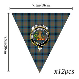 ScotsTee Shop Scottish MacThomas Hunting Ancient Crest Tartan Triangle Flags Tartan Bunting, Pennants (12pcs)
