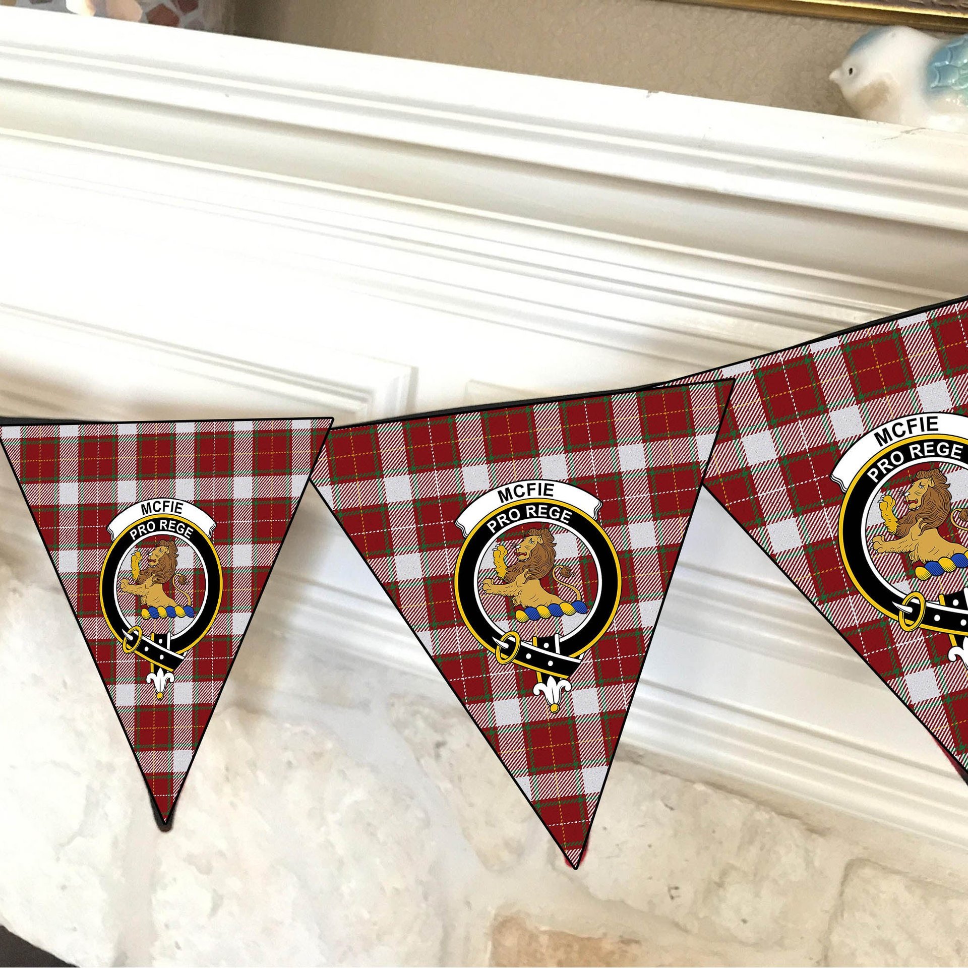 ScotsTee Shop Scottish McFie Dress Ancient Crest Tartan Triangle Flags Tartan Bunting, Pennants (12pcs)