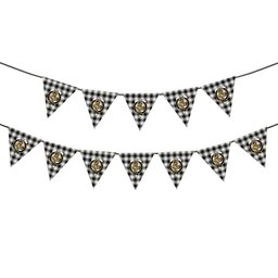 ScotsTee Shop Scottish McFie Black & White Ancient Crest Tartan Triangle Flags Tartan Bunting, Pennants (12pcs)
