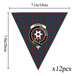 ScotsTee Shop Scottish Jardine Dress Modern Crest Tartan Triangle Flags Tartan Bunting, Pennants (12pcs)