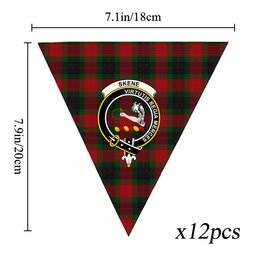 ScotsTee Shop Scottish Skene of Cromar Black Crest Tartan Triangle Flags Tartan Bunting, Pennants (12pcs)