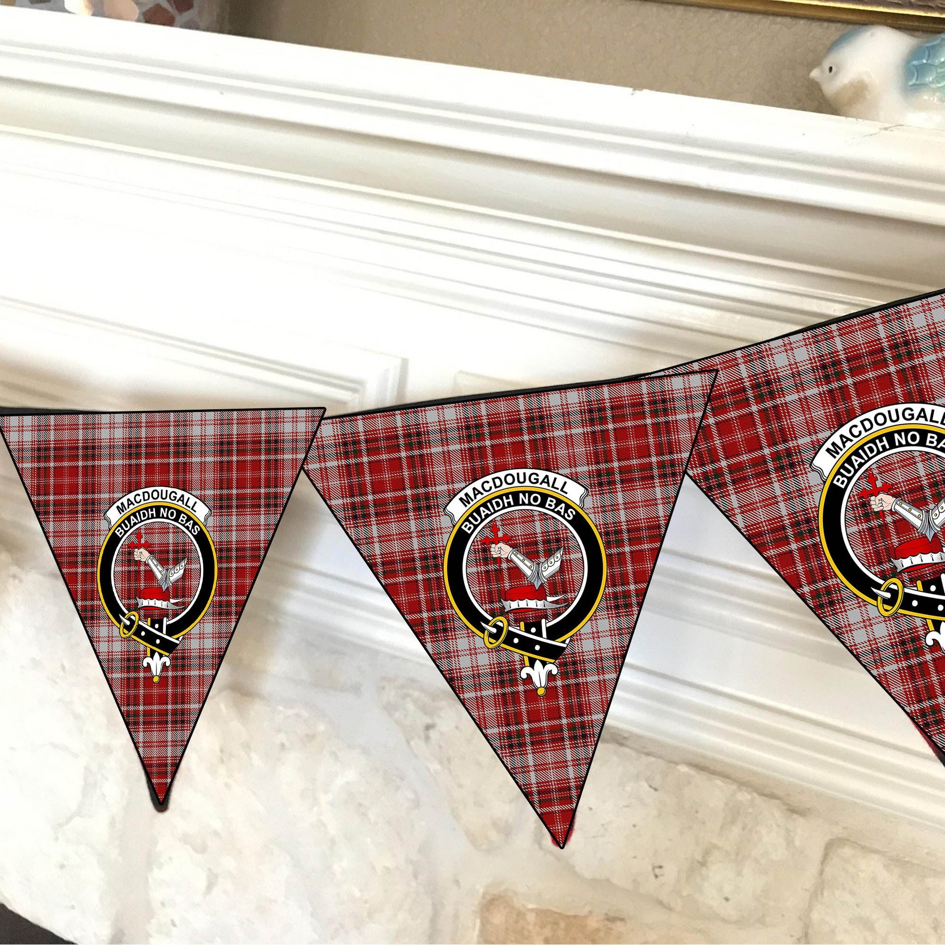 ScotsTee Shop Scottish MacDougall Dress Crest Tartan Triangle Flags Tartan Bunting, Pennants (12pcs)