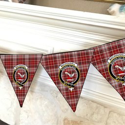ScotsTee Shop Scottish MacDougall Dress Crest Tartan Triangle Flags Tartan Bunting, Pennants (12pcs)