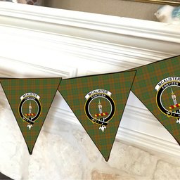 ScotsTee Shop Scottish McAlister of Glenbarr Hunting Modern Crest Tartan Triangle Flags Tartan Bunting, Pennants (12pcs)