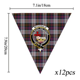 ScotsTee Shop Scottish McDonald Dress Modern Crest Tartan Triangle Flags Tartan Bunting, Pennants (12pcs)