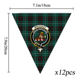 ScotsTee Shop Scottish MacAuley of Lewis Modern Crest Tartan Triangle Flags Tartan Bunting, Pennants (12pcs)