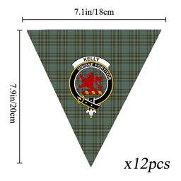 ScotsTee Shop Scottish Kelly Dress Crest Tartan Triangle Flags Tartan Bunting, Pennants (12pcs)