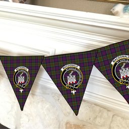 ScotsTee Shop Scottish MacDonald of Clan Ranald Modern Crest Tartan Triangle Flags Tartan Bunting, Pennants (12pcs)