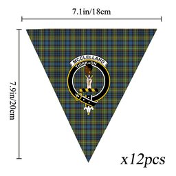 ScotsTee Shop Scottish McClelland Ancient Crest Tartan Triangle Flags Tartan Bunting, Pennants (12pcs)