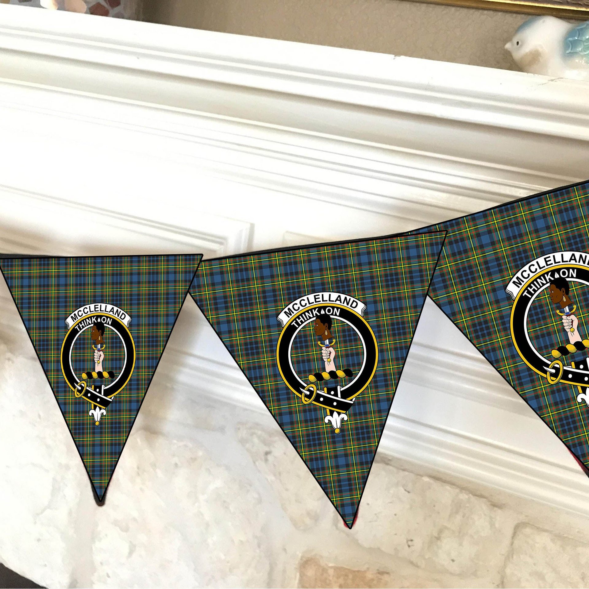 ScotsTee Shop Scottish McClelland Ancient Crest Tartan Triangle Flags Tartan Bunting, Pennants (12pcs)