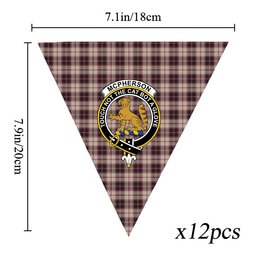 ScotsTee Shop Scottish McPherson Hunting Ancient Crest Tartan Triangle Flags Tartan Bunting, Pennants (12pcs)