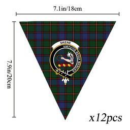 ScotsTee Shop Scottish Skene Crest Tartan Triangle Flags Tartan Bunting, Pennants (12pcs)