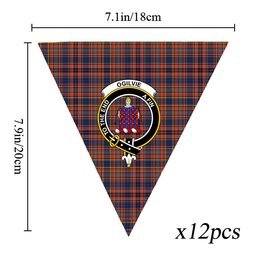 ScotsTee Shop Scottish Ogilvie 6 Crest Tartan Triangle Flags Tartan Bunting, Pennants (12pcs)