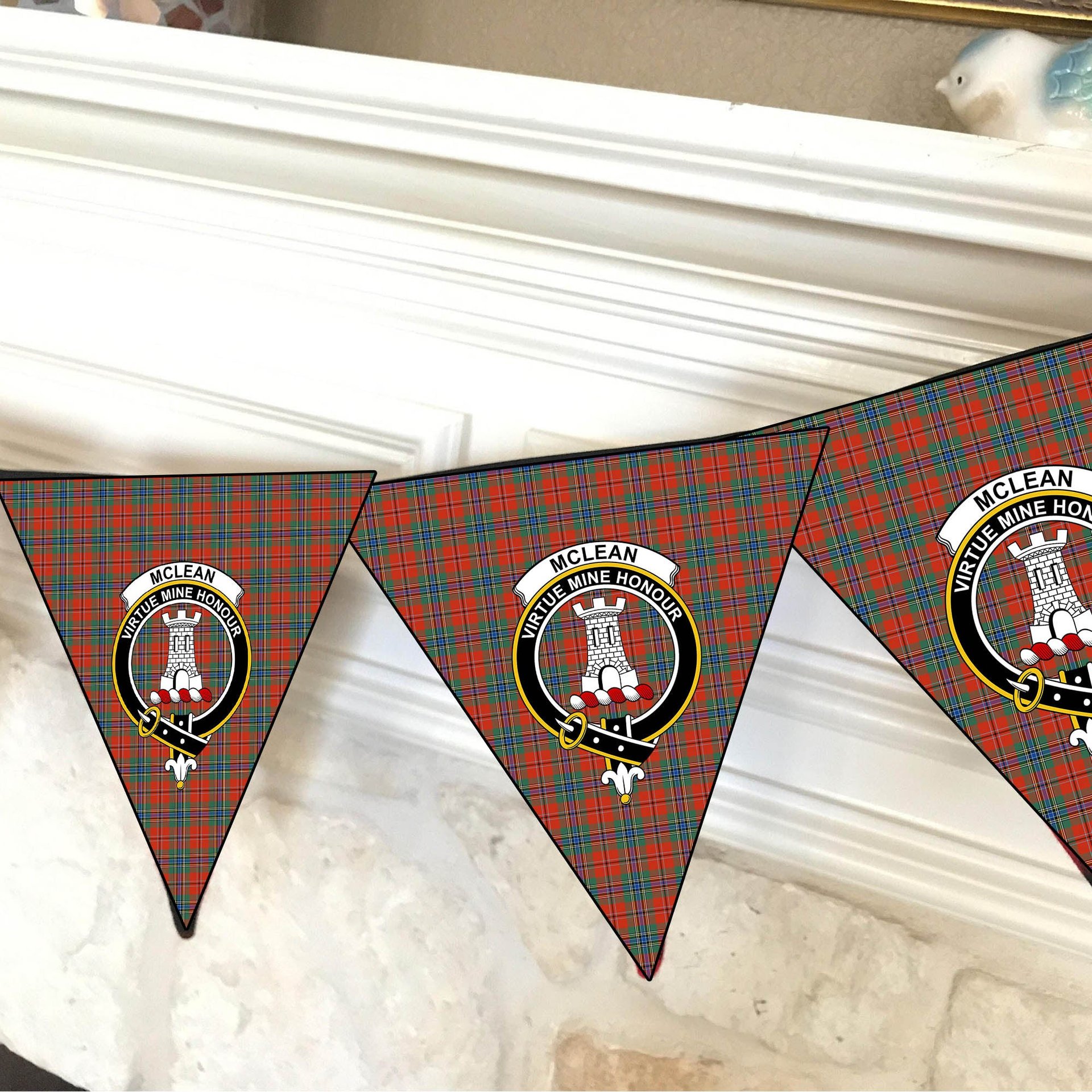 ScotsTee Shop Scottish McLean of Duart Ancient Crest Tartan Triangle Flags Tartan Bunting, Pennants (12pcs)