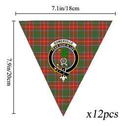 ScotsTee Shop Scottish Somerville Ancient Crest Tartan Triangle Flags Tartan Bunting, Pennants (12pcs)