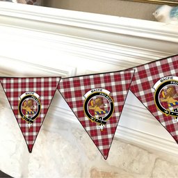 ScotsTee Shop Scottish MacFie Dress Modern Crest Tartan Triangle Flags Tartan Bunting, Pennants (12pcs)