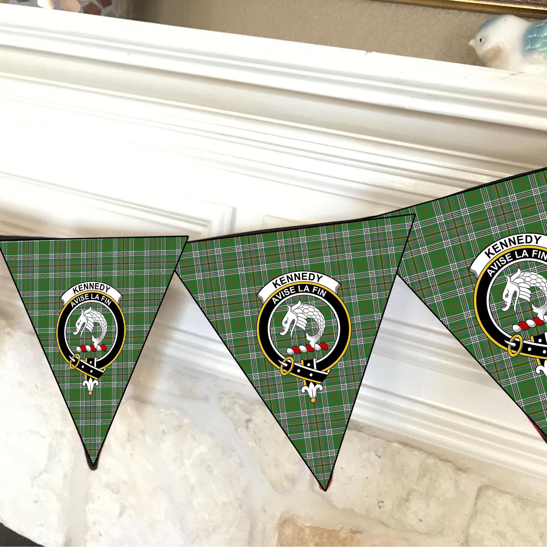ScotsTee Shop Scottish Kennedy Ancient Clan Crest Tartan Triangle Flags Tartan Bunting, Pennants (12pcs)