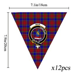 ScotsTee Shop Scottish Mair Crest Tartan Triangle Flags Tartan Bunting, Pennants (12pcs)