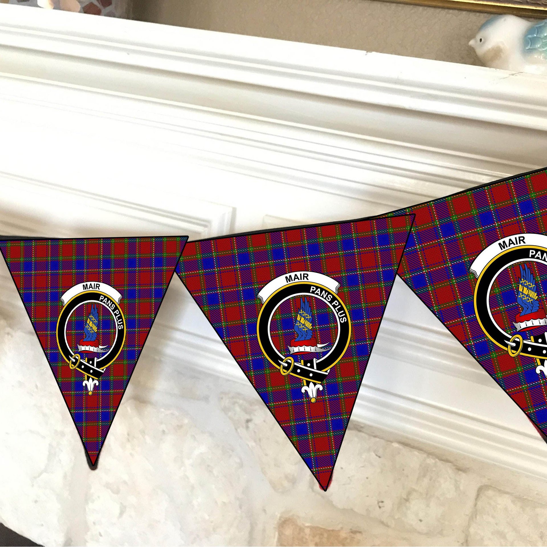 ScotsTee Shop Scottish Mair Crest Tartan Triangle Flags Tartan Bunting, Pennants (12pcs)