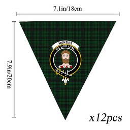 ScotsTee Shop Scottish Menzies Green Crest Tartan Triangle Flags Tartan Bunting, Pennants (12pcs)