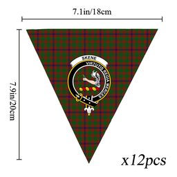 ScotsTee Shop Scottish Skene Modern Crest Tartan Triangle Flags Tartan Bunting, Pennants (12pcs)