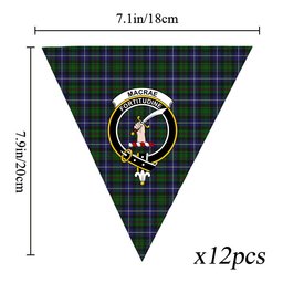ScotsTee Shop Scottish MacRae Hunting Wilsons_ Crest Tartan Triangle Flags Tartan Bunting, Pennants (12pcs)