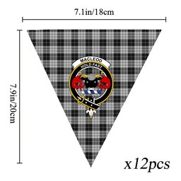 ScotsTee Shop Scottish MacLeod Black and White Crest Tartan Triangle Flags Tartan Bunting, Pennants (12pcs)