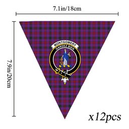 ScotsTee Shop Scottish Montgomery Modern Crest Tartan Triangle Flags Tartan Bunting, Pennants (12pcs)
