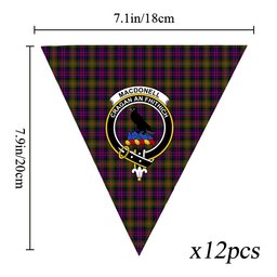 ScotsTee Shop Scottish MacDonell Of Glengarry Modern Crest Tartan Triangle Flags Tartan Bunting, Pennants (12pcs)