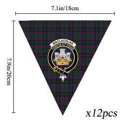 ScotsTee Shop Scottish MacLachlan Hunting Crest Tartan Triangle Flags Tartan Bunting, Pennants (12pcs)