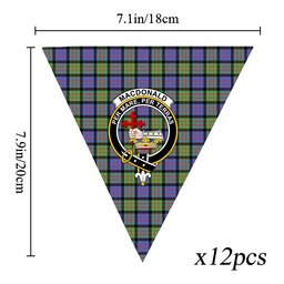 ScotsTee Shop Scottish MacDonald Ancient Crest Tartan Triangle Flags Tartan Bunting, Pennants (12pcs)