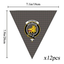 ScotsTee Shop Scottish Thomson Dress Grey Crest Tartan Triangle Flags Tartan Bunting, Pennants (12pcs)