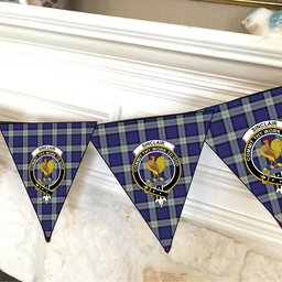 ScotsTee Shop Scottish Sinclair Dress Crest Tartan Triangle Flags Tartan Bunting, Pennants (12pcs)
