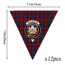 ScotsTee Shop Scottish MacLachlan Modern Crest Tartan Triangle Flags Tartan Bunting, Pennants (12pcs)