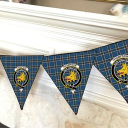 ScotsTee Shop Scottish Thompson Dress Blue Crest Tartan Triangle Flags Tartan Bunting, Pennants (12pcs)