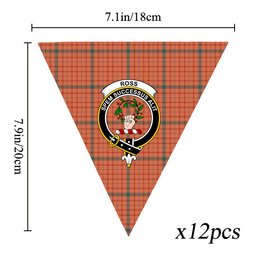 ScotsTee Shop Scottish Ross David Ancient Crest Tartan Triangle Flags Tartan Bunting, Pennants (12pcs)
