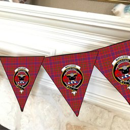 ScotsTee Shop Scottish MacLeod Red Modern Crest Tartan Triangle Flags Tartan Bunting, Pennants (12pcs)