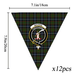 ScotsTee Shop Scottish MacRae Hunting Crest Tartan Triangle Flags Tartan Bunting, Pennants (12pcs)