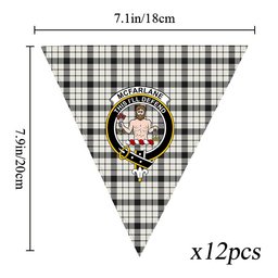 ScotsTee Shop Scottish McFarlane Black White Ancient Crest Tartan Triangle Flags Tartan Bunting, Pennants (12pcs)