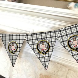 ScotsTee Shop Scottish McFarlane Black White Ancient Crest Tartan Triangle Flags Tartan Bunting, Pennants (12pcs)