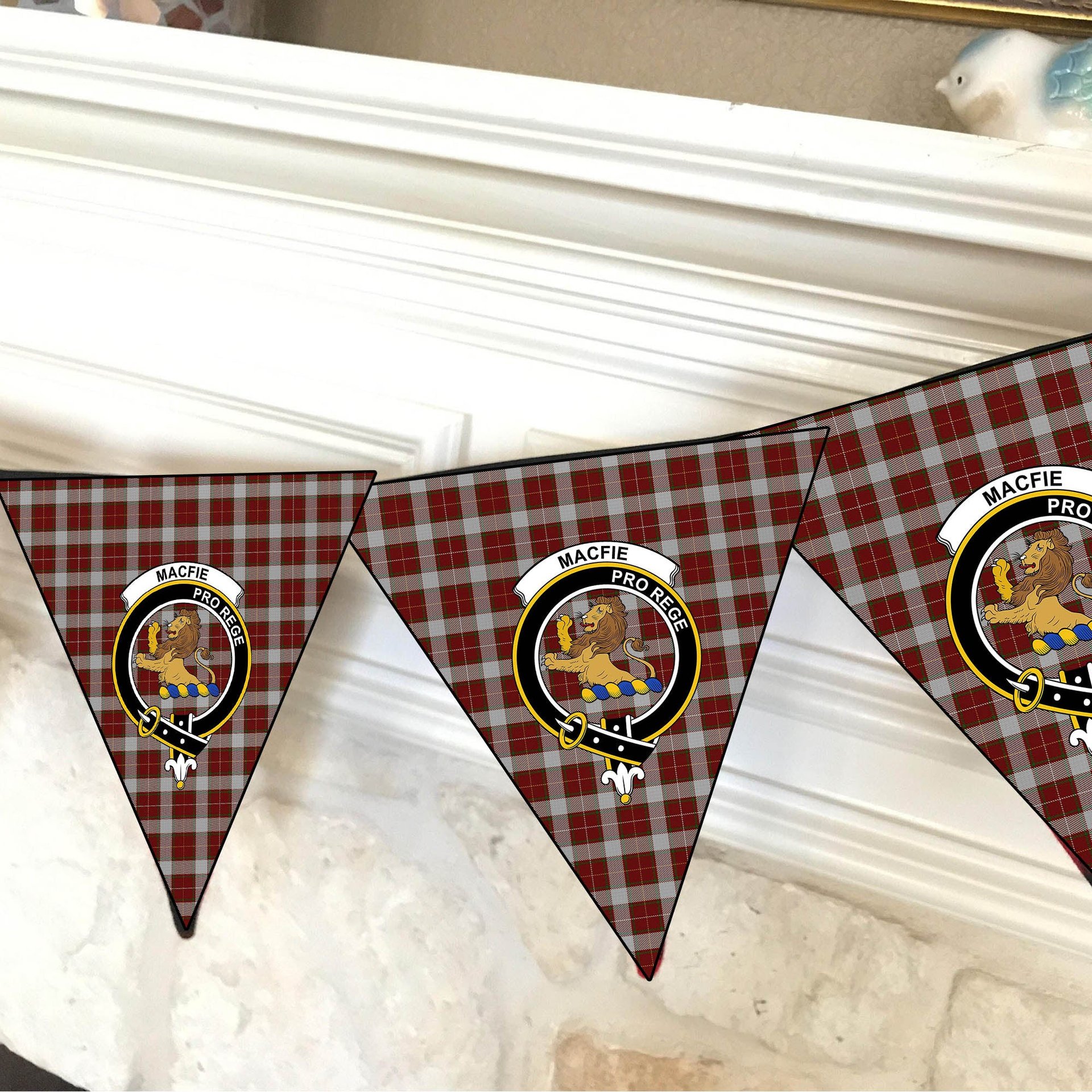 ScotsTee Shop Scottish MacFie Dress Crest Tartan Triangle Flags Tartan Bunting, Pennants (12pcs)