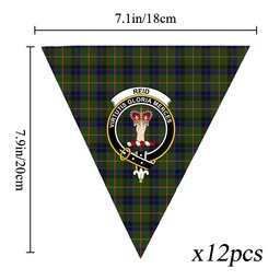ScotsTee Shop Scottish Reid Green Crest Tartan Triangle Flags Tartan Bunting, Pennants (12pcs)
