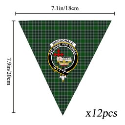 ScotsTee Shop Scottish MacDonald Lord of the Isles Hunting Crest Tartan Triangle Flags Tartan Bunting, Pennants (12pcs)
