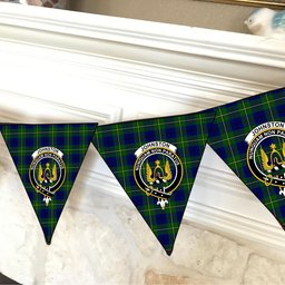 ScotsTee Shop Scottish Johnstone Modern Crest Tartan Triangle Flags Tartan Bunting, Pennants (12pcs)