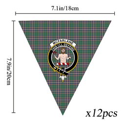 ScotsTee Shop Scottish McFarlane Hunting Ancient Crest Tartan Triangle Flags Tartan Bunting, Pennants (12pcs)