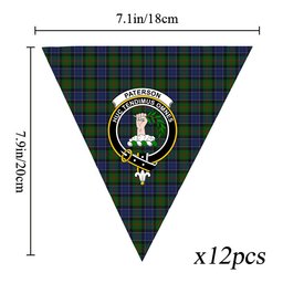 ScotsTee Shop Scottish Paterson Crest Tartan Triangle Flags Tartan Bunting, Pennants (12pcs)