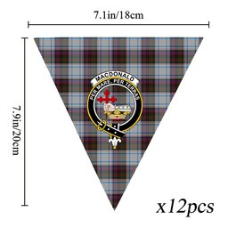 ScotsTee Shop Scottish MacDonald Dress Ancient Crest Tartan Triangle Flags Tartan Bunting, Pennants (12pcs)