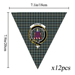 ScotsTee Shop Scottish Ogilvie (Ogilvy) Hunting Crest Tartan Triangle Flags Tartan Bunting, Pennants (12pcs)