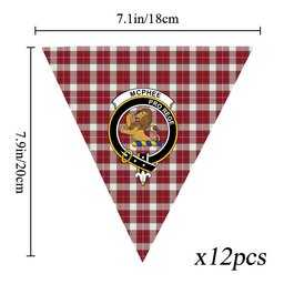 ScotsTee Shop Scottish McPhee Dress Modern Crest Tartan Triangle Flags Tartan Bunting, Pennants (12pcs)