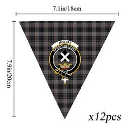 ScotsTee Shop Scottish Moffat 1984 Crest Tartan Triangle Flags Tartan Bunting, Pennants (12pcs)